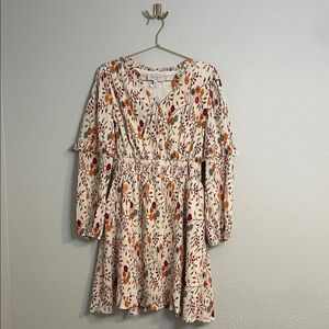 Hayden Boutique Brand Cream Floral Long Sleeve Smocked Waist Dress
